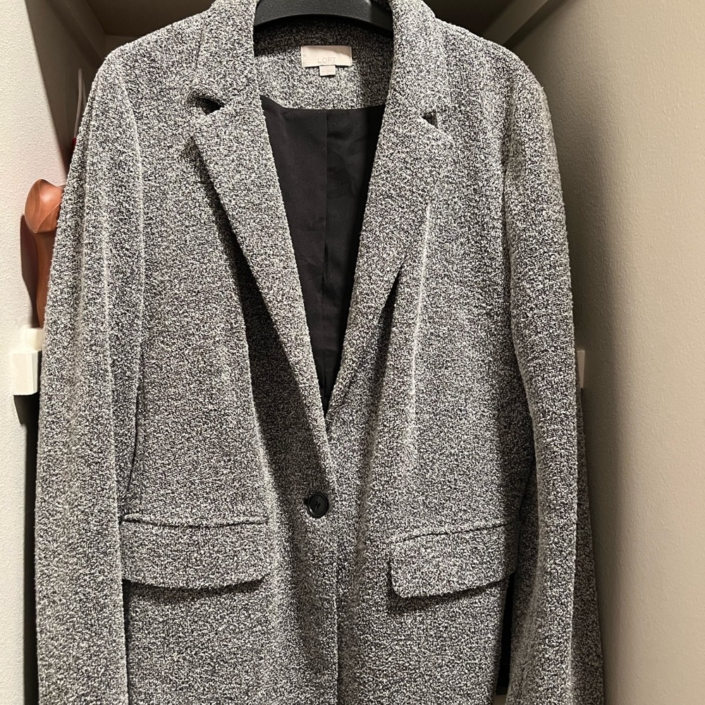 LOFT Gray Tweed Blazer Jacket